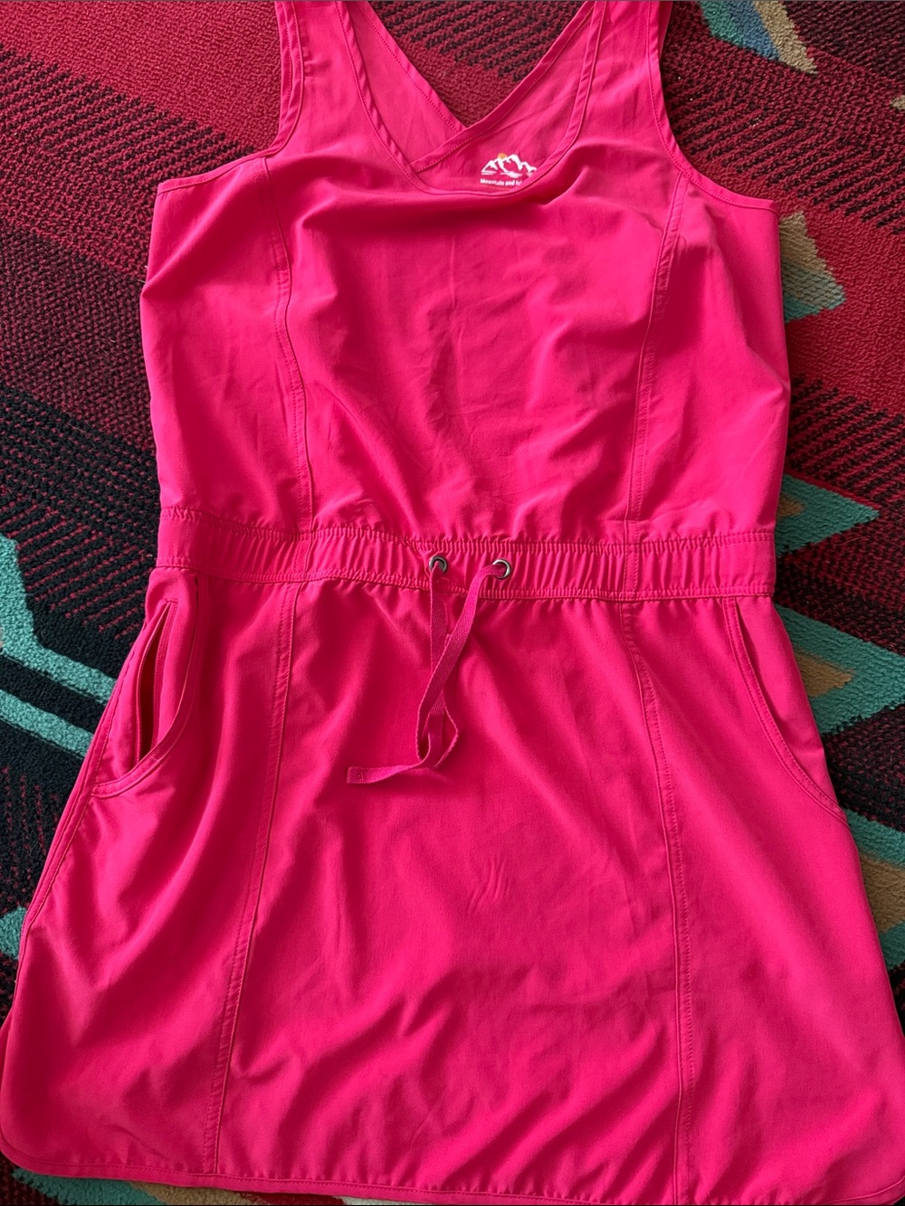 Women's Pink Sleeveless Drawstring Dress